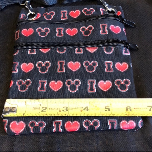 Disney Mickey Mouse Crossbody Passport Shoulder Travel Bag Blk/Red NWOT - Picture 7 of 7